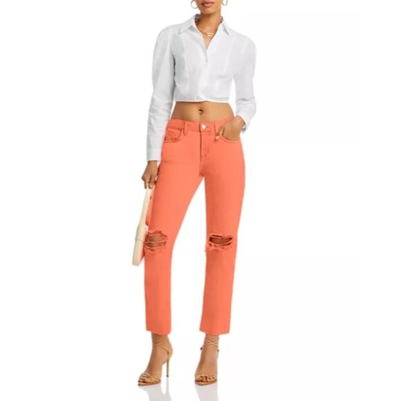New L'AGENCE Milana Low Rise Stovepipe Straight-Leg Jean in Bright Coral size 34 - Picture 3 of 15
